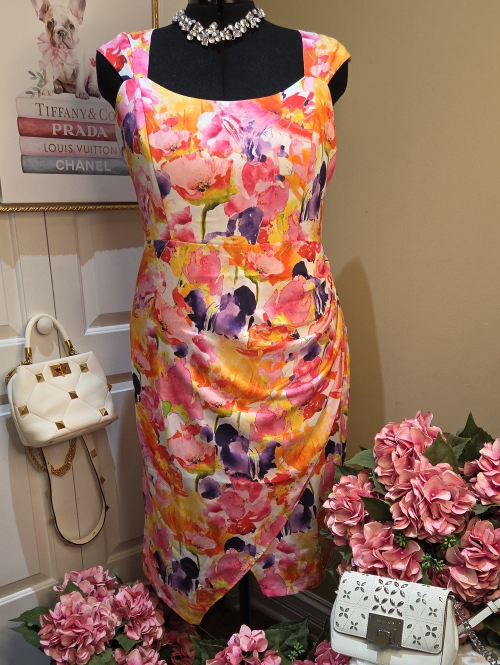Nwt XXL NY&C Floral Midi Dress in Pink & Orange